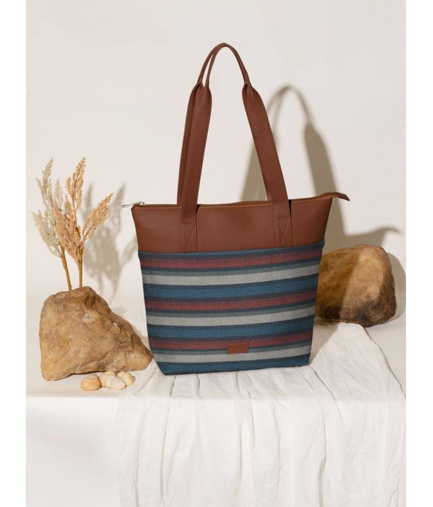     			Zouk Tote Bag Jute Set of 1 ( Blue )