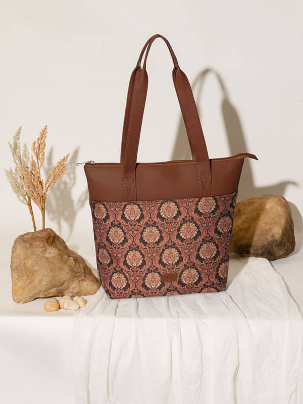     			Zouk Tote Bag Jute Set of 1 ( Brown )