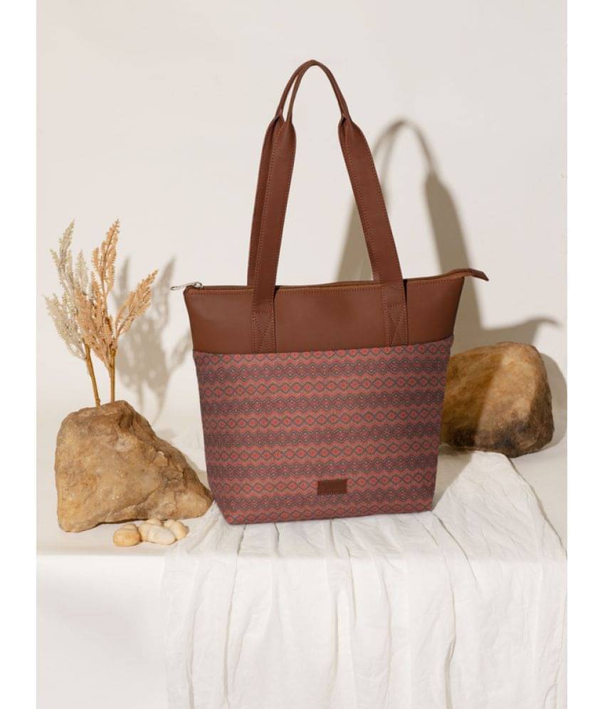     			Zouk Tote Bag Jute Set of 1 ( Brown )
