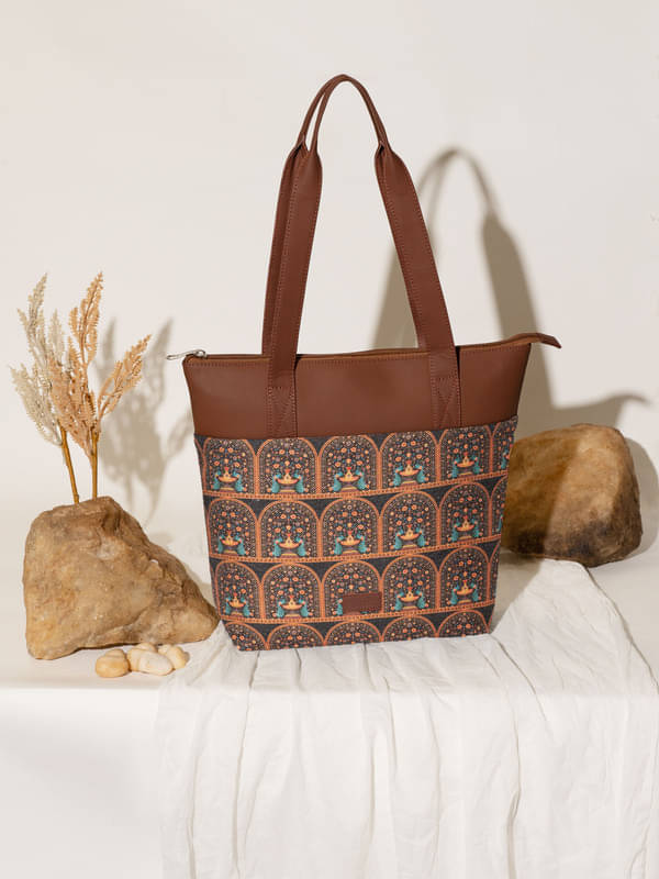     			Zouk Tote Bag Jute Set of 1 ( Multicolor )