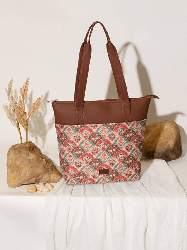     			Zouk Tote Bag Jute Set of 1 ( Multicolor )
