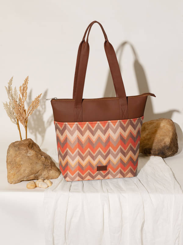     			Zouk Tote Bag Jute Set of 1 ( Orange )