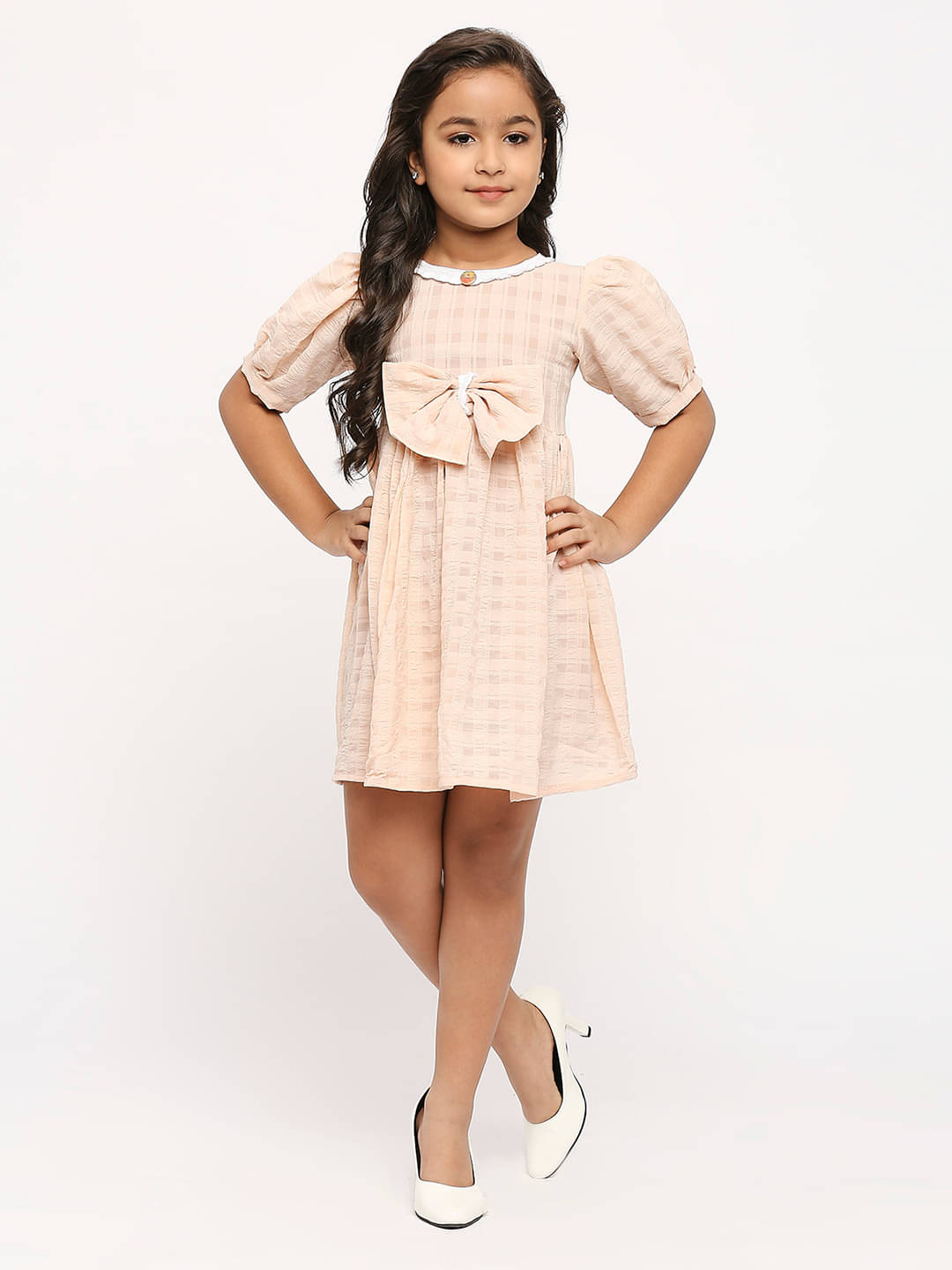     			gufrina Polyester Fit And Flare Dress For Girls ( Pack of 1 , Beige )