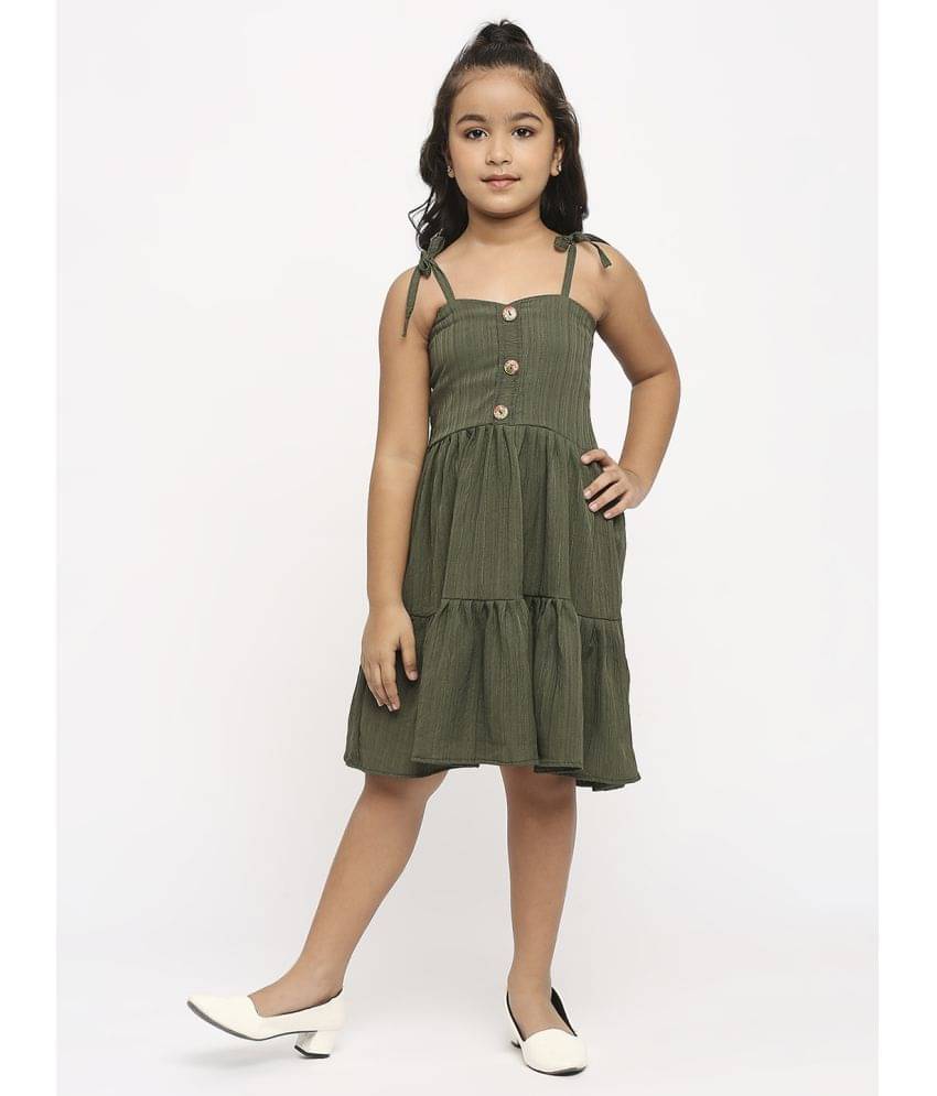     			gufrina Polyester Fit And Flare Dress For Girls ( Pack of 1 , Dark Green )