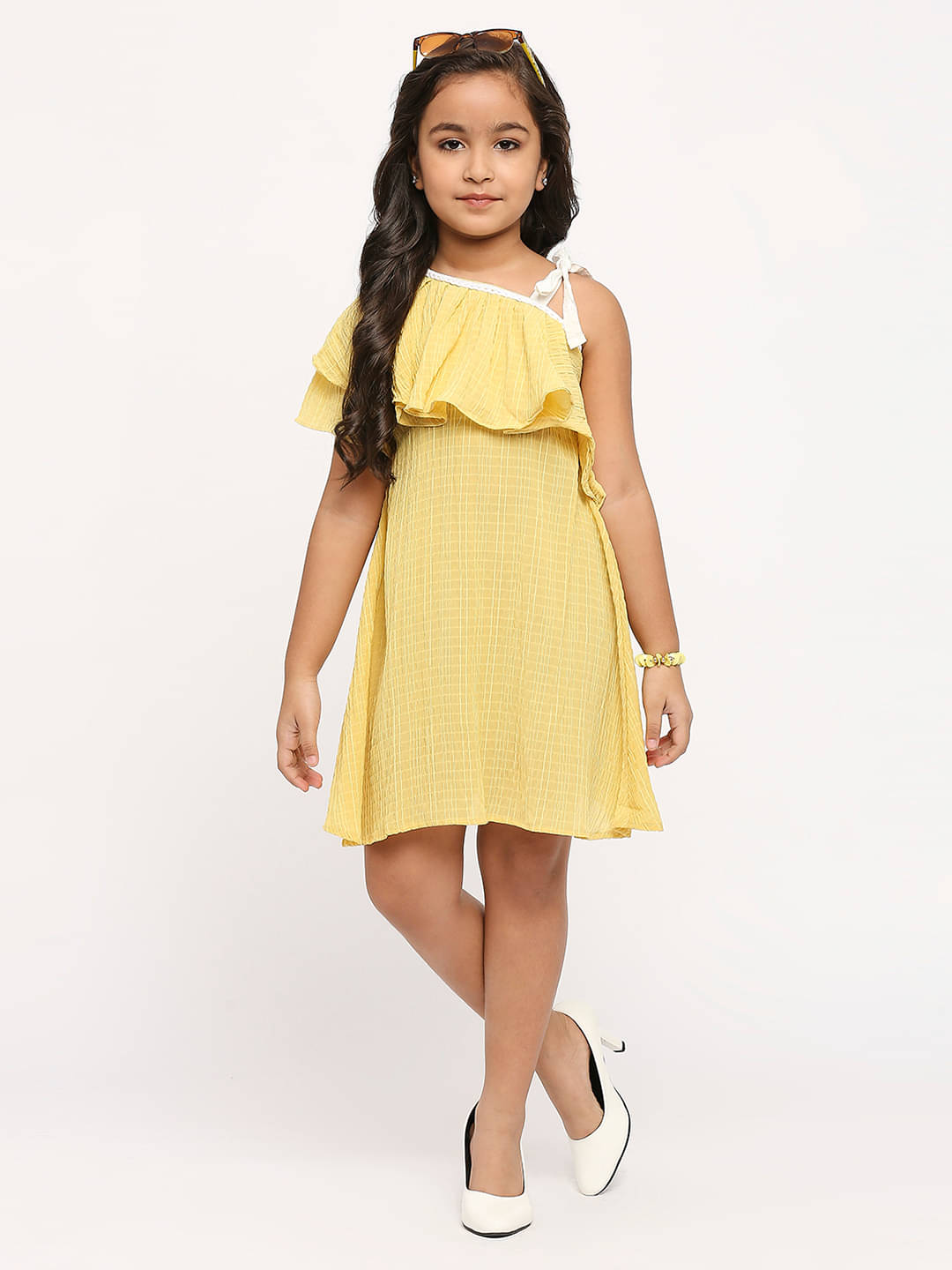 gufrina Polyester Fit And Flare Dress For Girls ( Pack of 1 , Yellow )     			gufrina Polyester Fit And Flare Dress For Girls ( Pack of 1 , Yellow )
