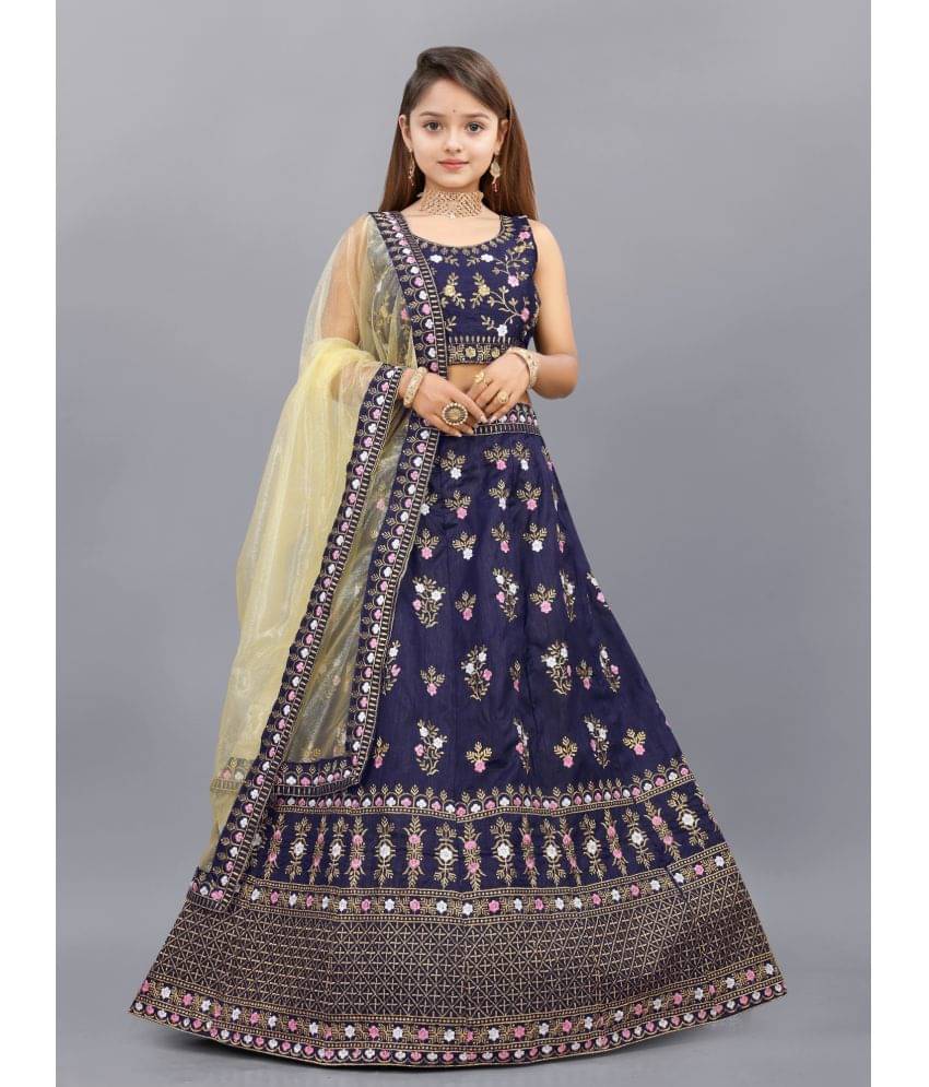     			A TO Z CART Silk Lehenga Choli Set For Girls ( Pack of 1 , Blue )