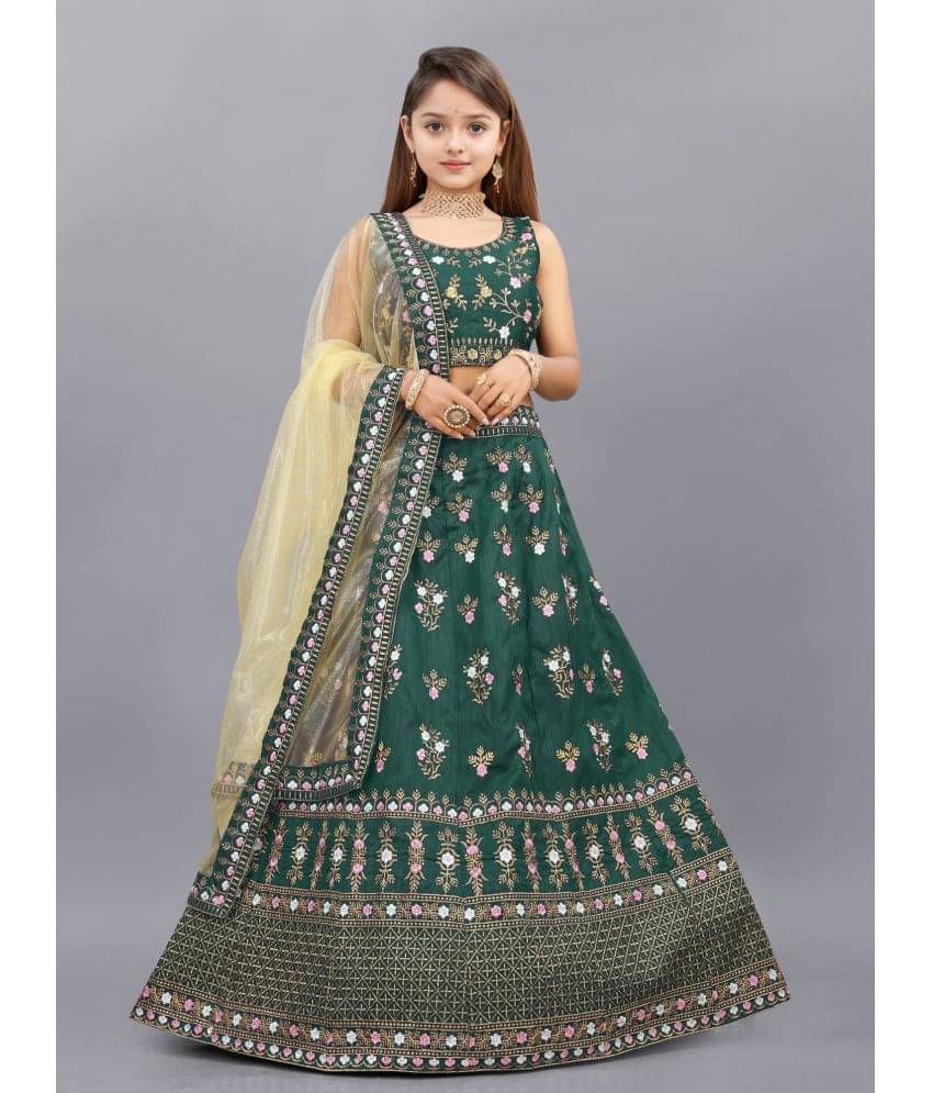     			A TO Z CART Silk Lehenga Choli Set For Girls ( Pack of 1 , Green )