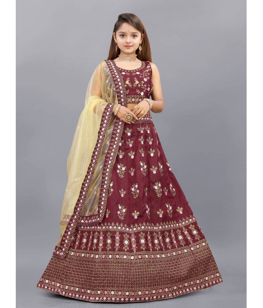     			A TO Z CART Silk Lehenga Choli Set For Girls ( Pack of 1 , Maroon )