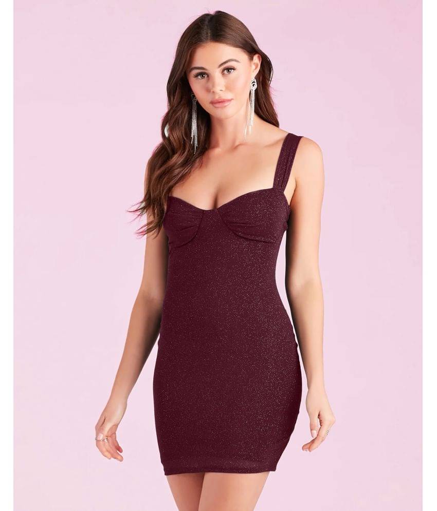 Addyvero Women Polyester Embellished Bodycon Dress ( Maroon ) Addyvero Women Polyester Embellished Bodycon Dress ( Maroon )