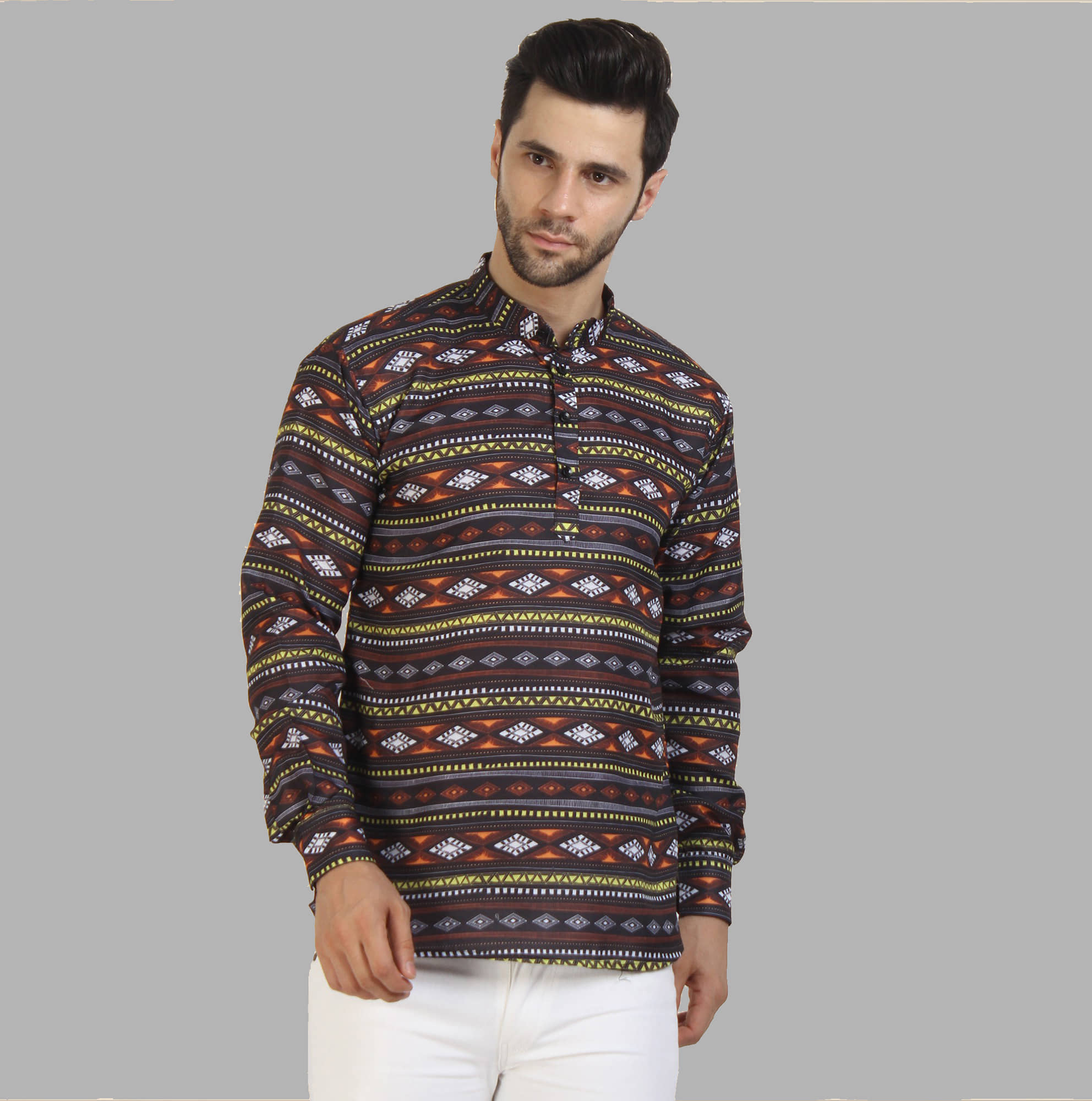 BOUGHT FIRST Green Cotton Blend Men's Shirt Style Kurta ( Pack of 1 ) - Kurtas & Kurta Sets | Buy online on ZillyBuy