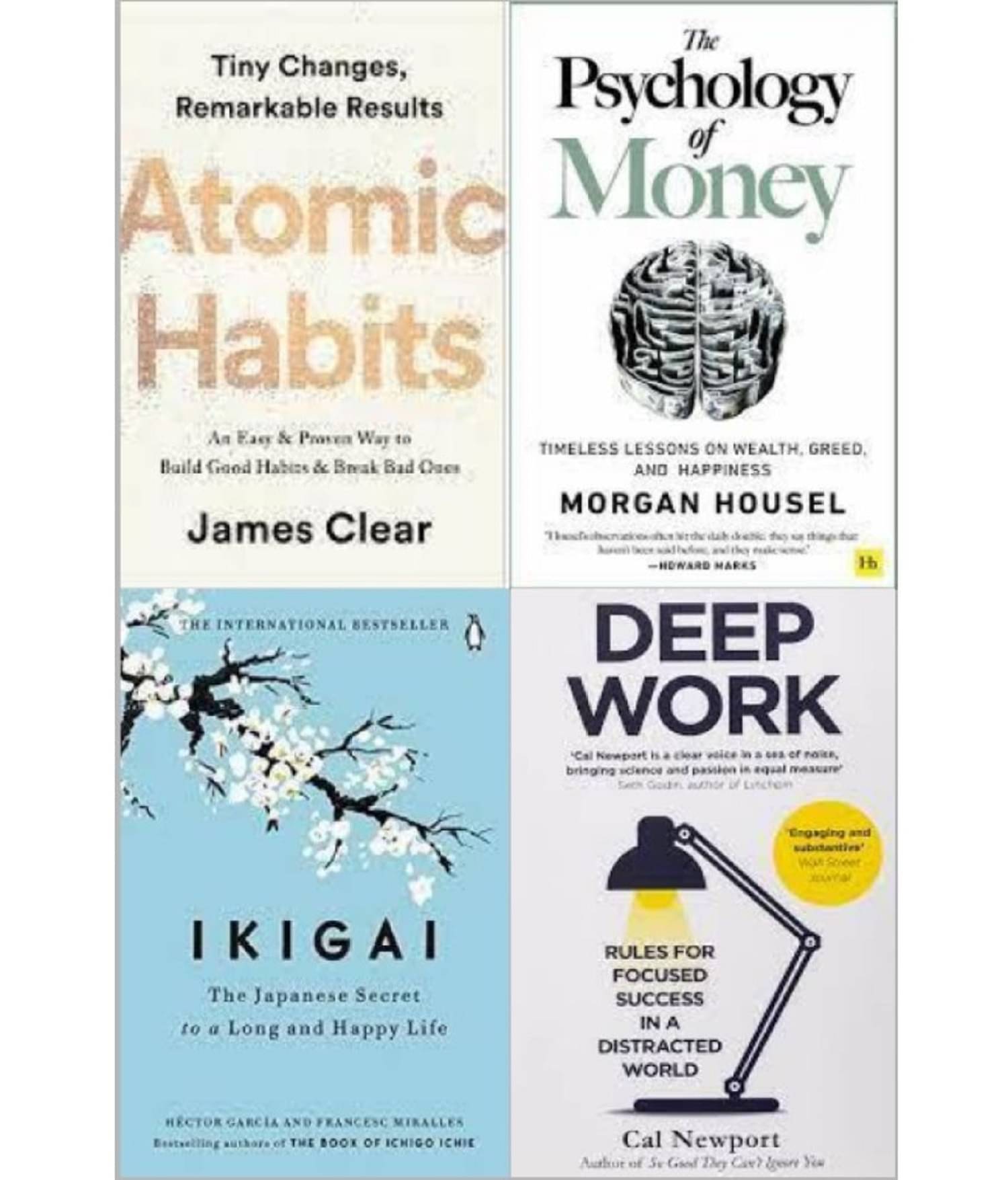 ( Combo of 4 books ) Atomic Habits + The Psychology Of Money + Ikigai + Deep Work ( Combo of 4 books ) Atomic Habits + The Psychology Of Money + Ikigai + Deep Work