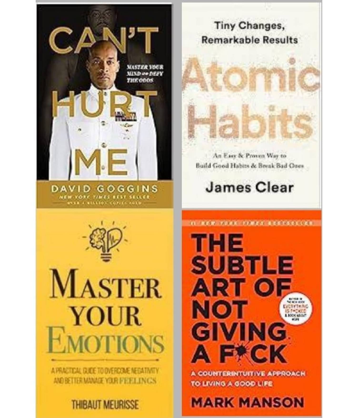( Combo of 4 books ) Can't Hurt Me + Atomic Habits + Subtle Art + Master Your Emotion ( Combo of 4 books ) Can't Hurt Me + Atomic Habits + Subtle Art + Master Your Emotion