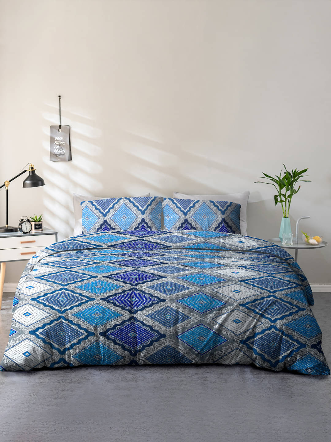 Cortina Cotton 1 Double Queen Bedsheet with 2 Pillow Covers ( Dark Blue ) Cortina Cotton 1 Double Queen Bedsheet with 2 Pillow Covers ( Dark Blue )