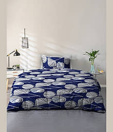 Cortina Cotton Nature 1 Single Bedsheet with 1 Pillow Cover - Dark Blue