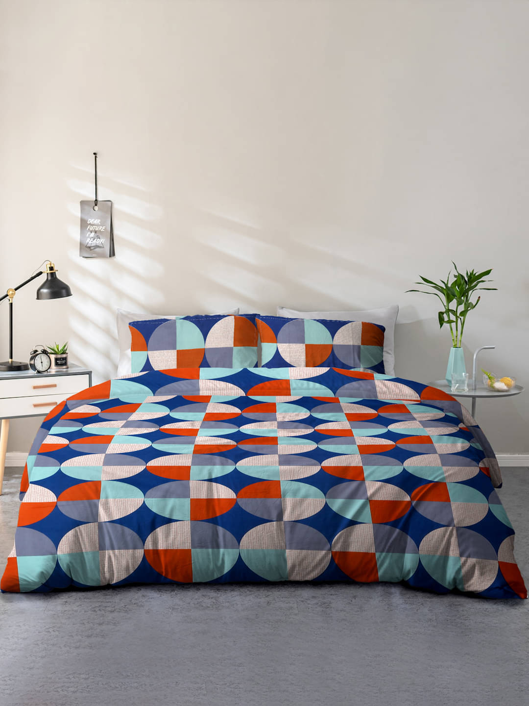     			Cortina Microfiber 1 Double Queen Bedsheet with 2 Pillow Covers ( Dark Blue )