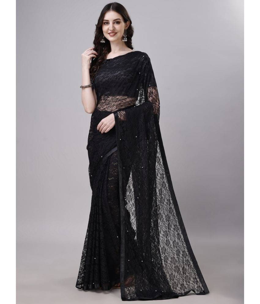     			DEVYOG ENTERPRISE Brasso Self Design Saree With Unstitched Blouse Piece ( Black )