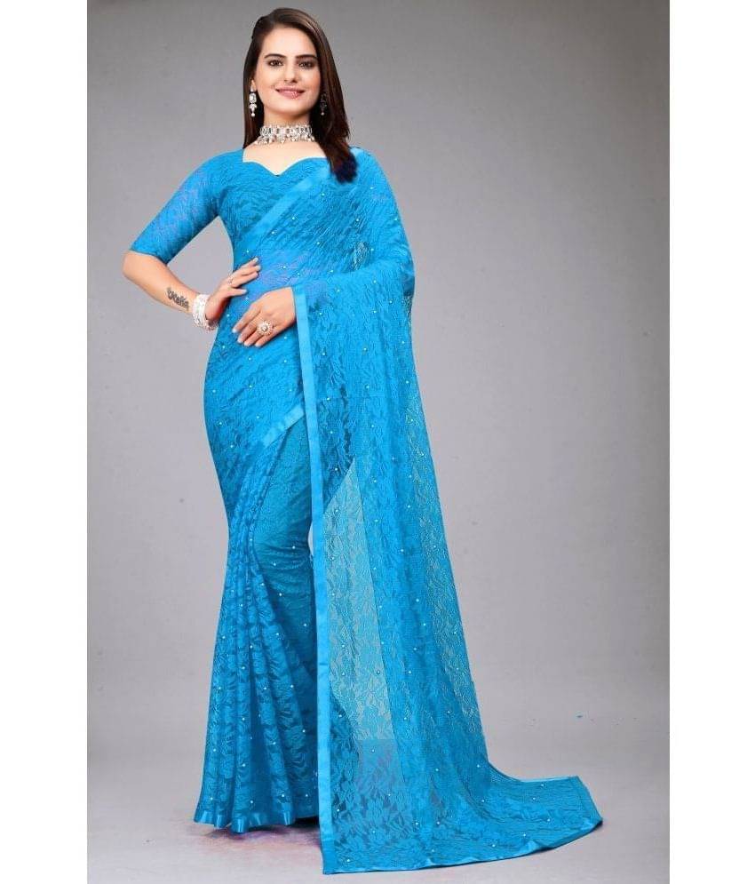 DEVYOG ENTERPRISE Brasso Self Design Saree With Unstitched Blouse Piece ( SkyBlue ) DEVYOG ENTERPRISE Brasso Self Design Saree With Unstitched Blouse Piece ( SkyBlue )