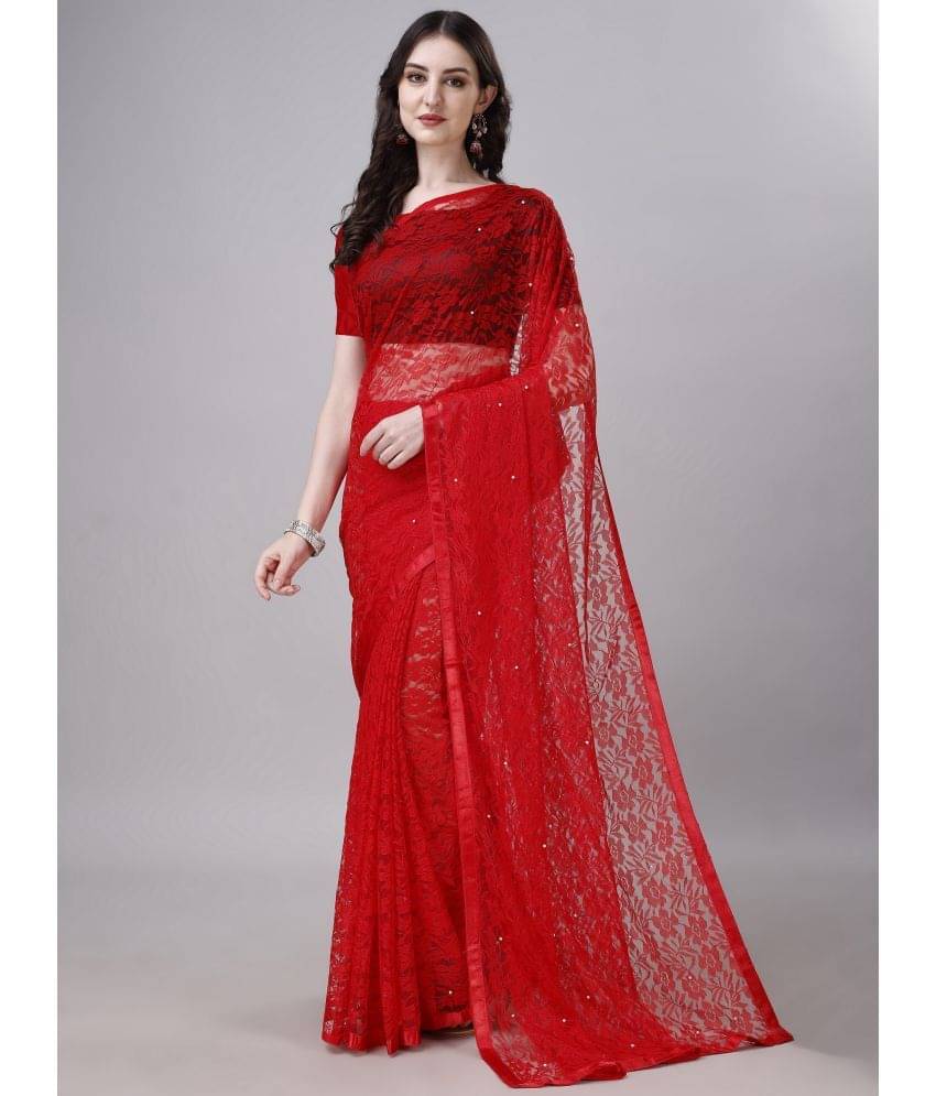     			DEVYOG ENTERPRISE Brasso Self Design Saree With Unstitched Blouse Piece ( Red )
