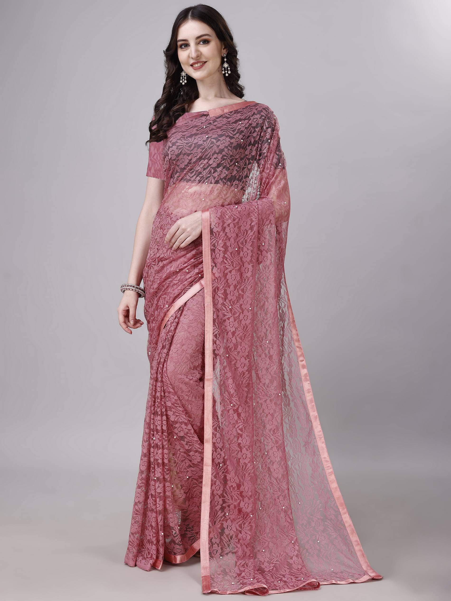     			DEVYOG ENTERPRISE Brasso Self Design Saree With Unstitched Blouse Piece ( Brown )