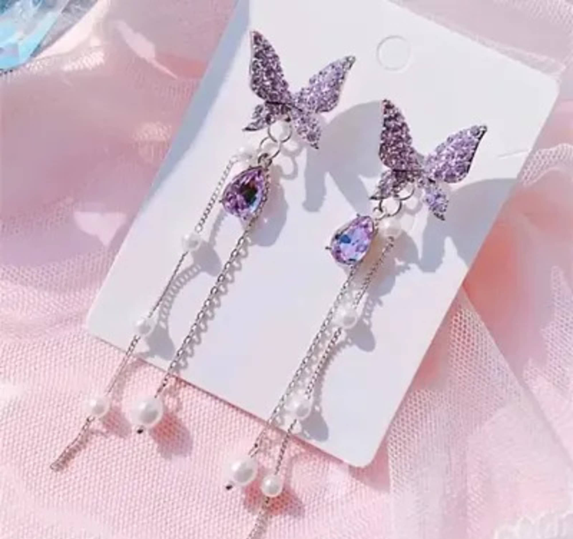 FASHION FRILL Purple Drop Earrings ( Pack of 1 ) - Earrings | Buy online on ZillyBuy