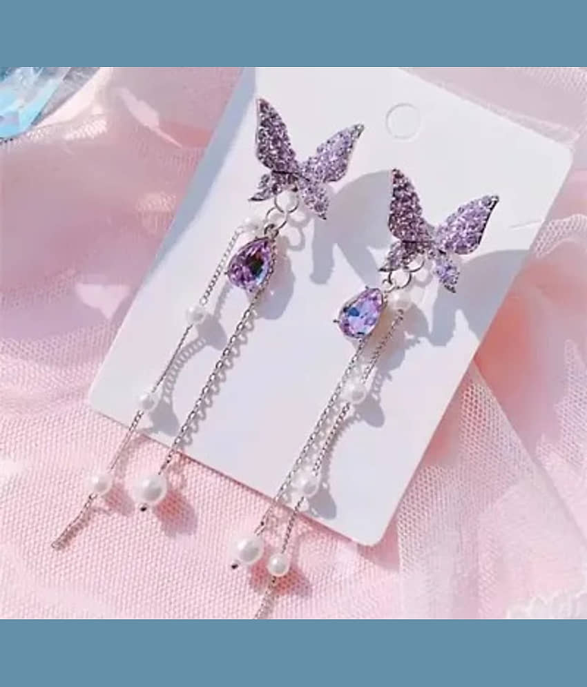 FASHION FRILL Purple Drop Earrings ( Pack of 1 ) - Earrings | Buy online on ZillyBuy