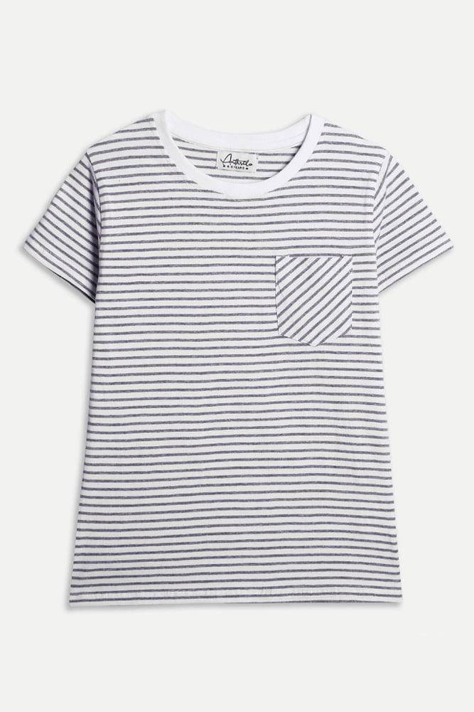 GREY STRIPE BOYS T-SHIRT - WHITE GREY STRIPE BOYS T-SHIRT - WHITE
