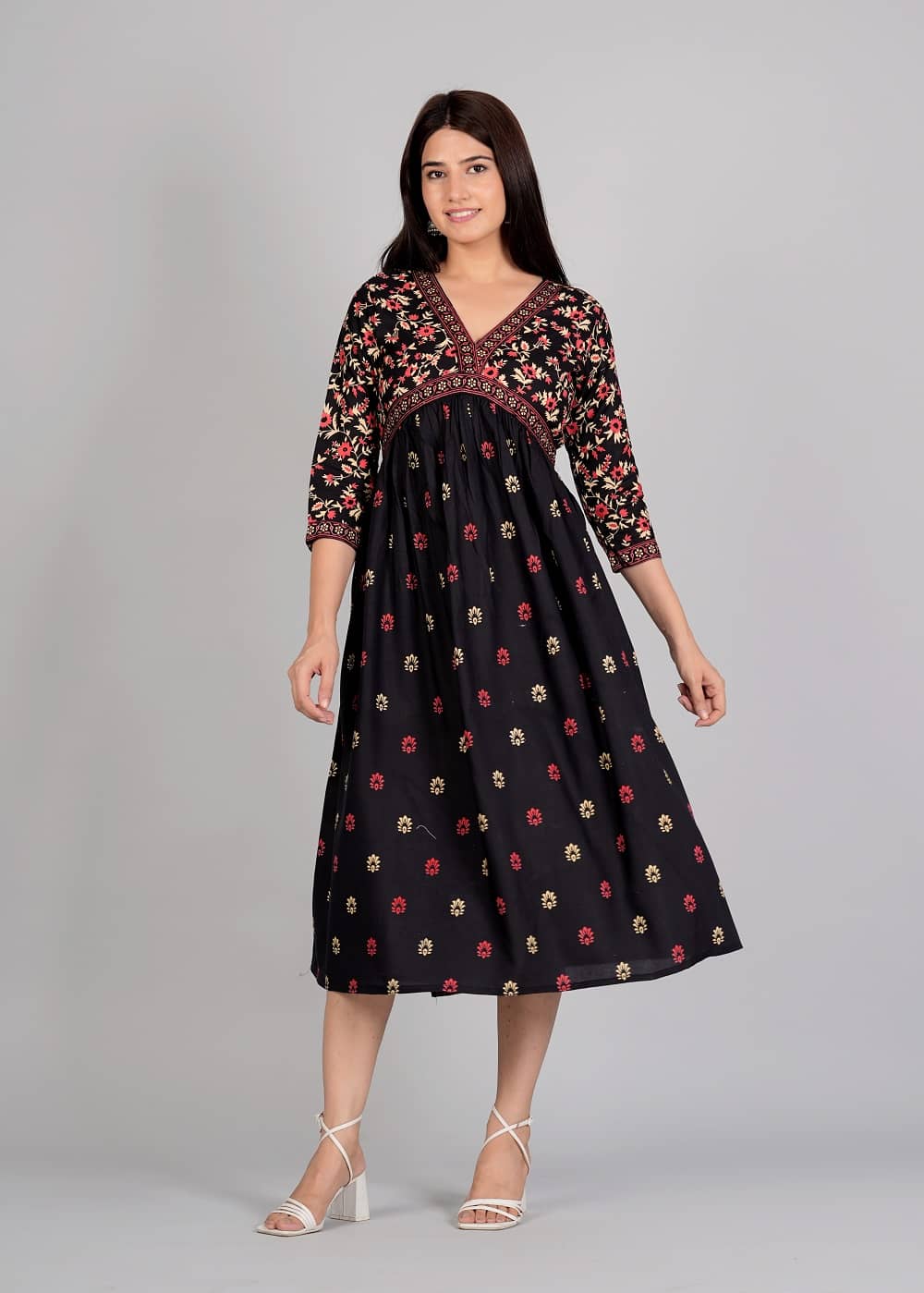 Gobya Rayon Printed Anarkali Women's Kurti - Black ( Pack of 1 ) - Kurtis, Tunics | Buy online on ZillyBuy
