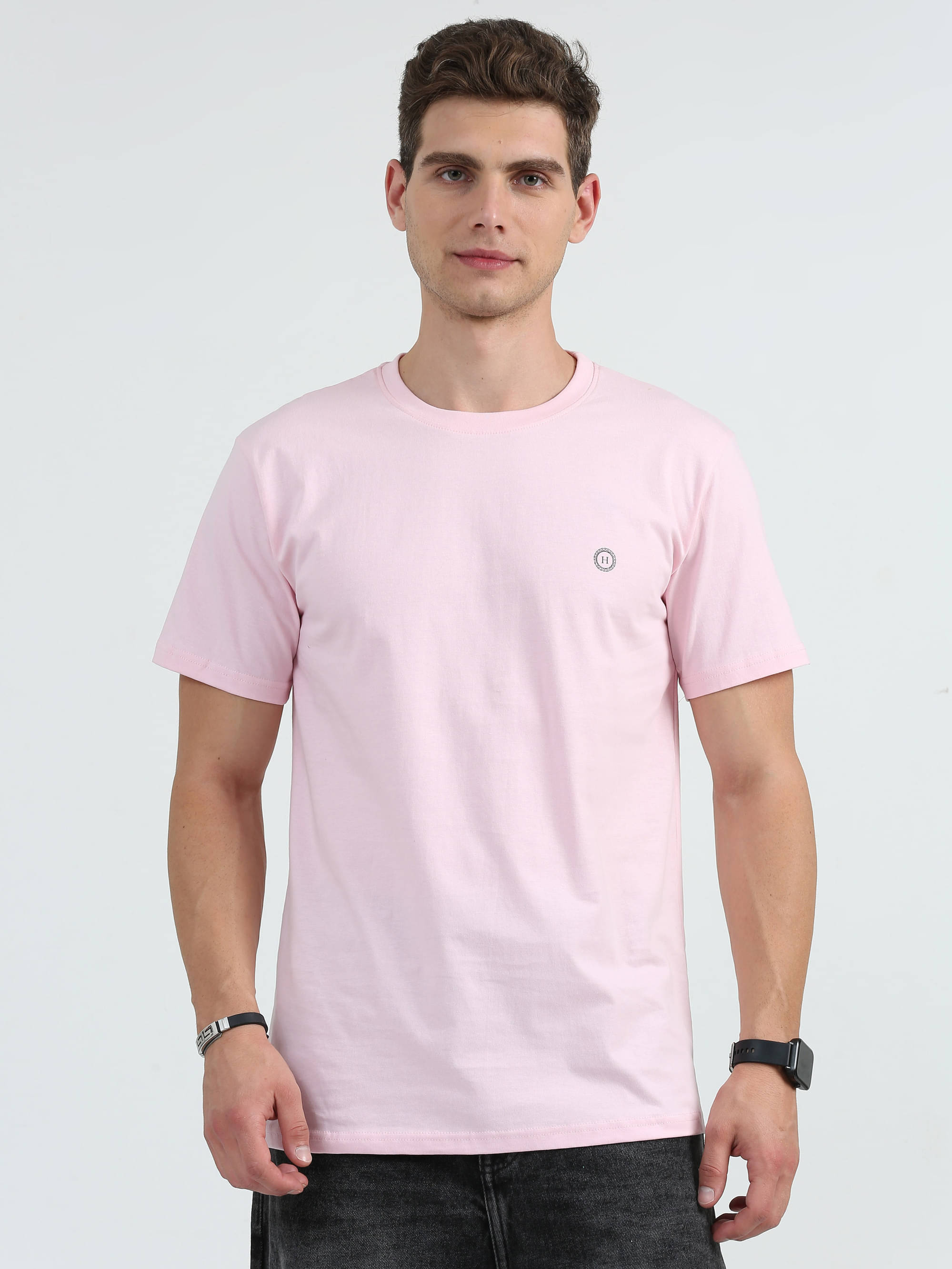     			HETIERS Pack of 1 Cotton Blend Regular Fit Men's T-Shirt ( Pink )