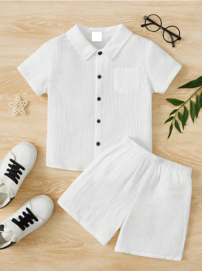 Ocvito Pack of 1 Boys Cotton Blend Shirt & Shorts Set ( White ) Ocvito Pack of 1 Boys Cotton Blend Shirt & Shorts Set ( White )