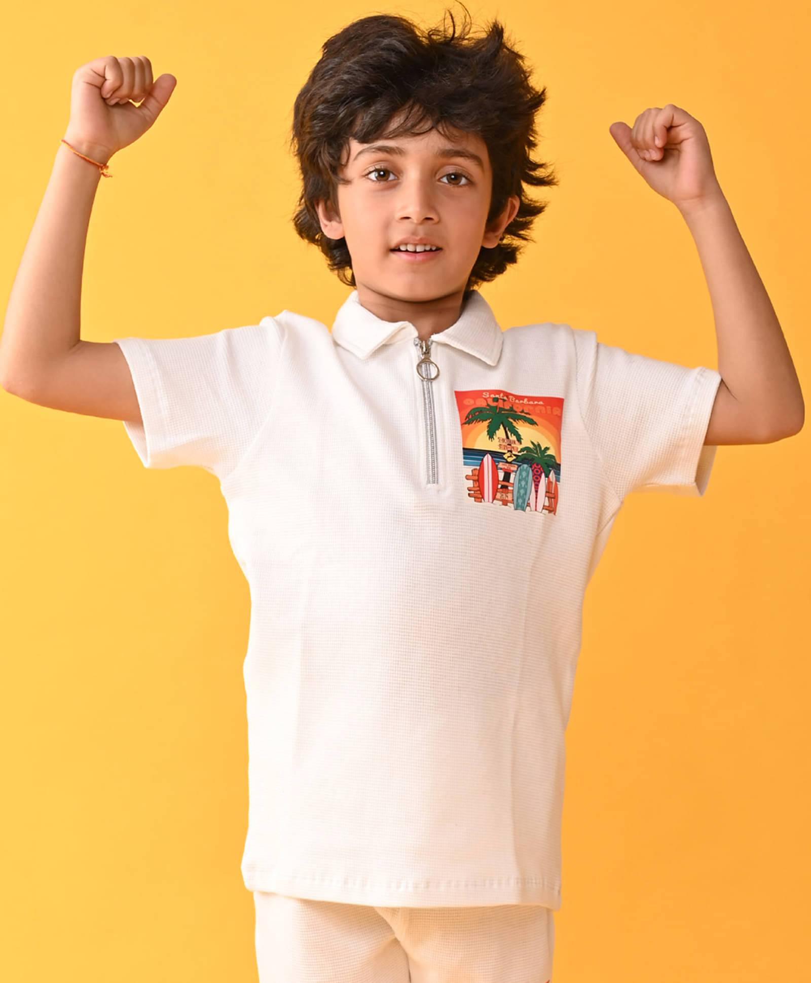     			SANTA BARBARA ZIPPER POLO T-SHIRT - WHITE