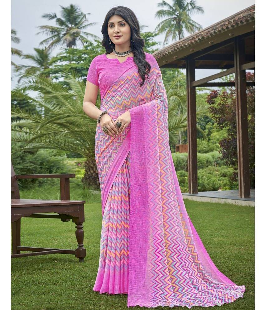 Satrani Chiffon Printed Saree With Unstitched Blouse Piece ( Multicolor ) Satrani Chiffon Printed Saree With Unstitched Blouse Piece ( Multicolor )