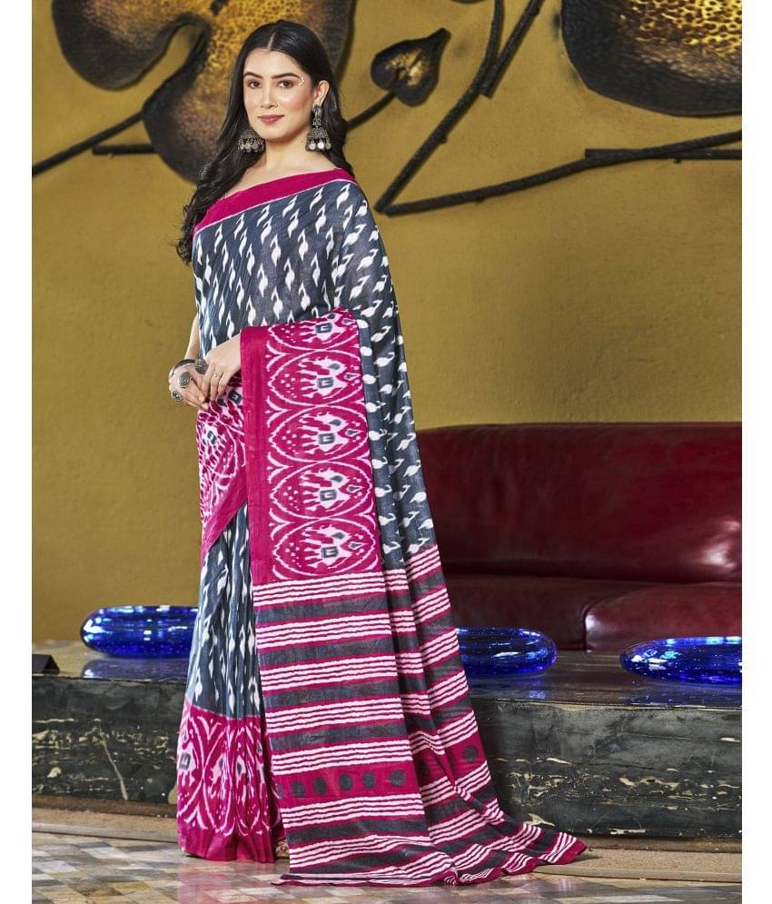     			Satrani Cotton Printed Ready to Wear Saree With Unstitched Blouse Piece ( Grey )