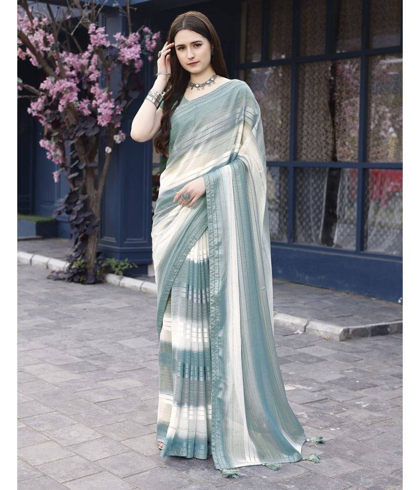 Satrani Georgette Embellished Saree With Unstitched Blouse Piece ( Teal ) Satrani Georgette Embellished Saree With Unstitched Blouse Piece ( Teal )