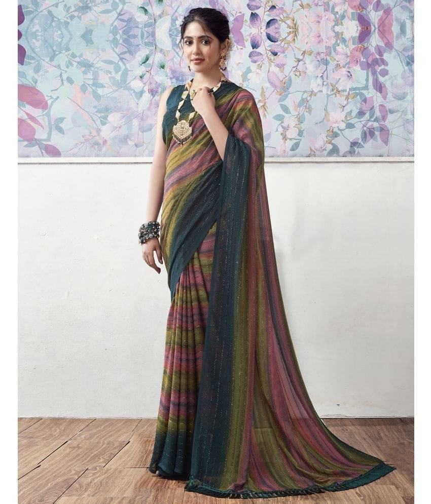 Satrani Georgette Embellished Saree With Unstitched Blouse Piece ( Rama ) Satrani Georgette Embellished Saree With Unstitched Blouse Piece ( Rama )