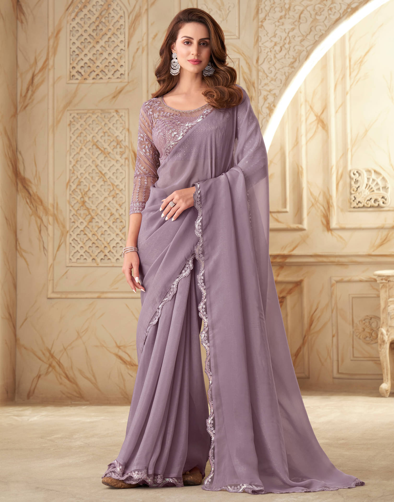     			Satrani Silk Blend Solid Saree With Unstitched Blouse Piece ( Pink )