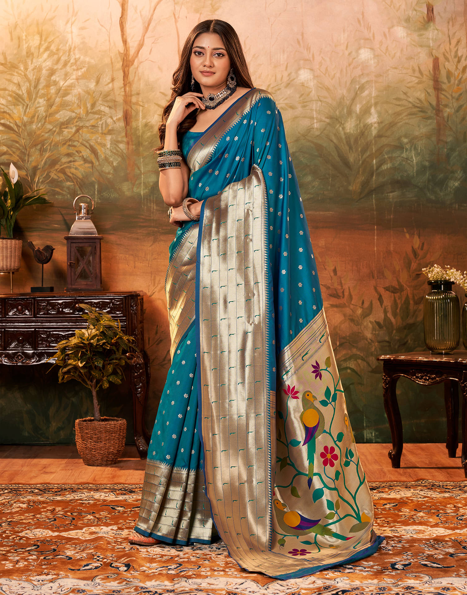 Satrani Silk Woven Saree With Unstitched Blouse Piece ( Blue ) Satrani Silk Woven Saree With Unstitched Blouse Piece ( Blue )