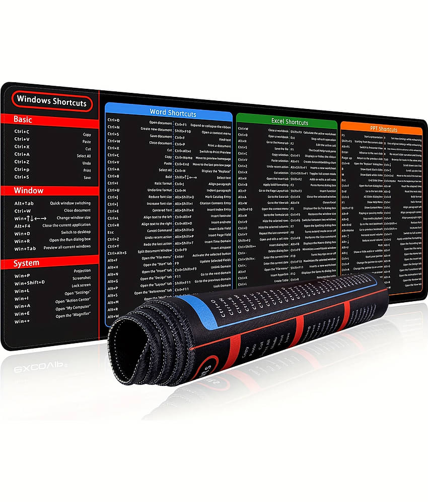 Smooth Waterproof Non-Slip Shortcut Key Rubber Computer Mouse Pad Large Size (80x30cm, Black)