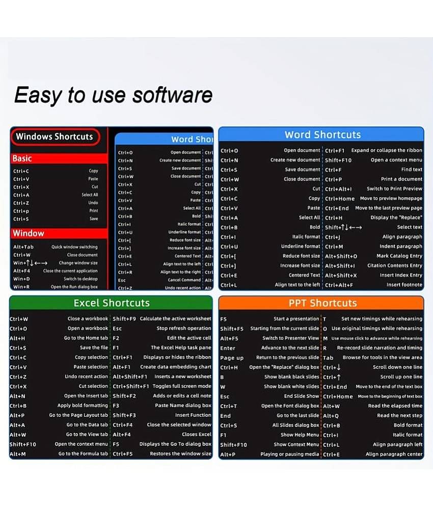 Smooth Waterproof Non-Slip Shortcut Key Rubber Computer Mouse Pad Large Size (80x30cm, Black)