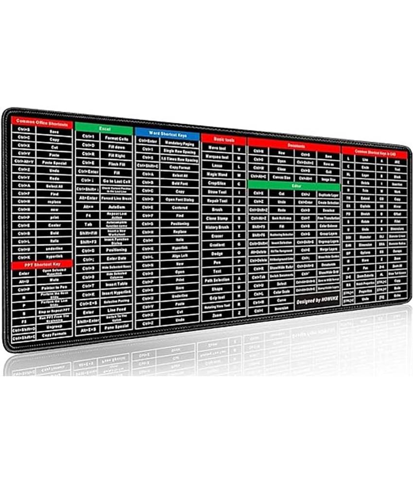 Smooth Waterproof Non-Slip Shortcut Key Rubber Computer Mouse Pad Large Size (80x30cm, Black)