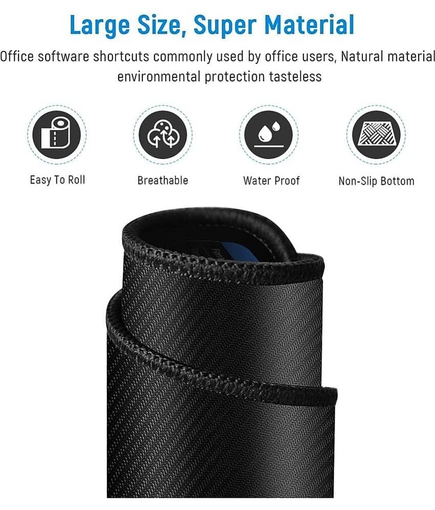 Smooth Waterproof Non-Slip Shortcut Key Rubber Computer Mouse Pad Large Size (80x30cm, Black)