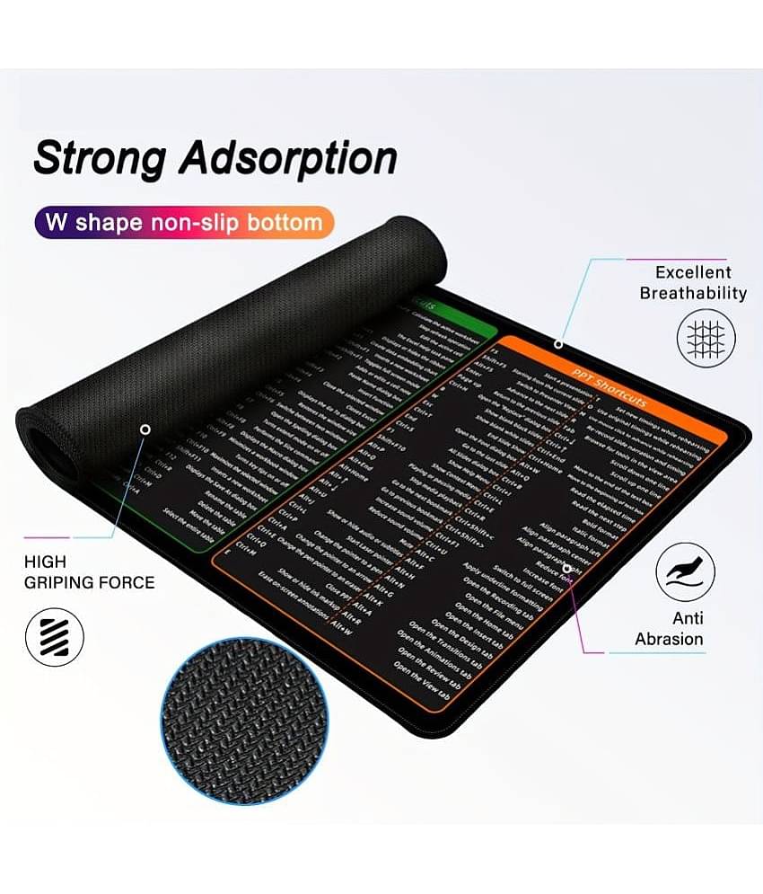 Smooth Waterproof Non-Slip Shortcut Key Rubber Computer Mouse Pad Large Size (80x30cm, Black)