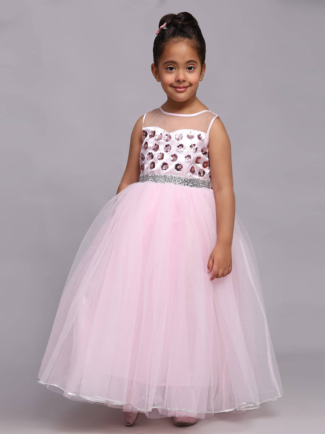     			Toy Balloon Kids Net Fit And Flare Dress For Girls ( Pack of 1 , Baby Pink )