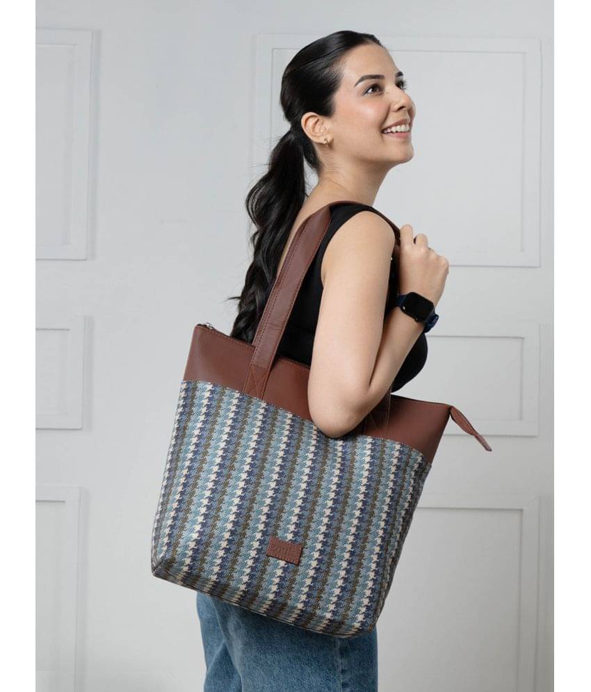     			Zouk Tote Bag Jute Set of 1 ( Blue )
