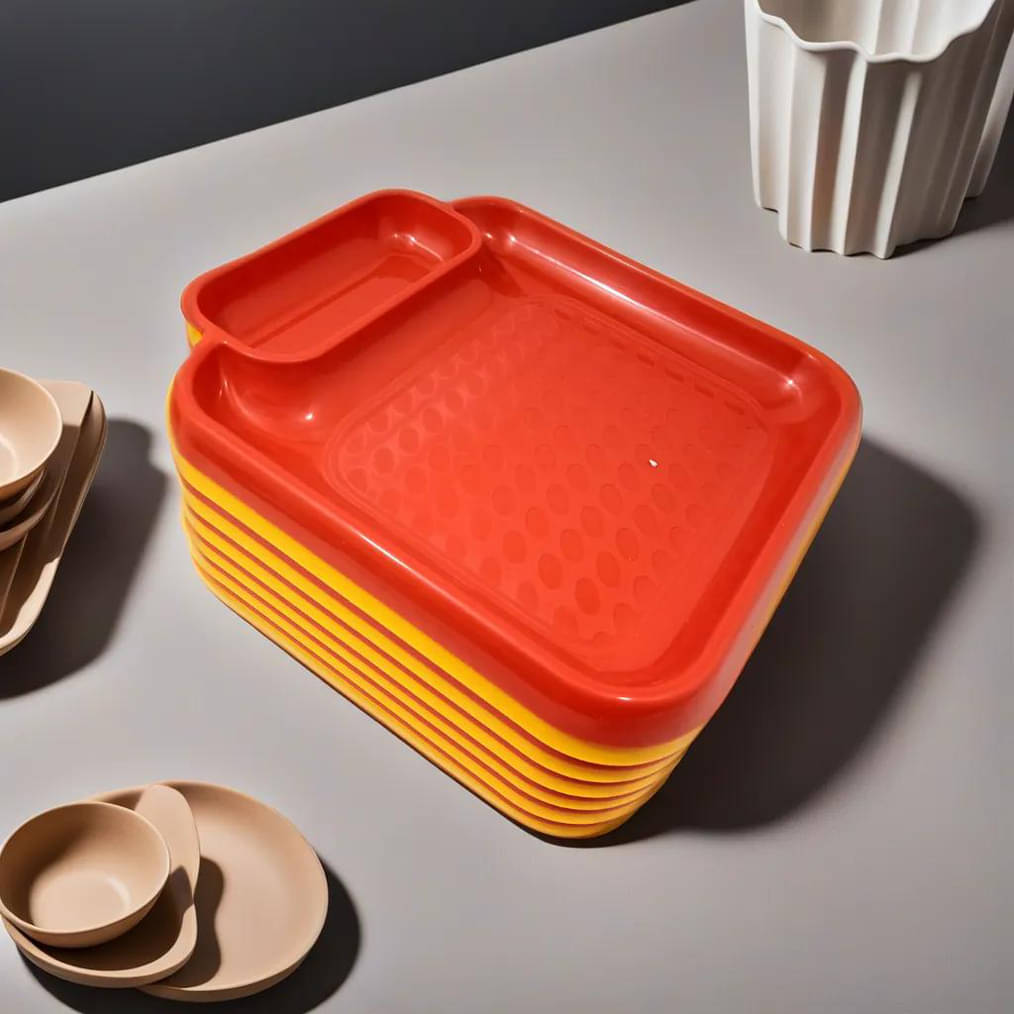 kitchrox 12 Pcs Plastic Multi Color Platter kitchrox 12 Pcs Plastic Multi Color Platter