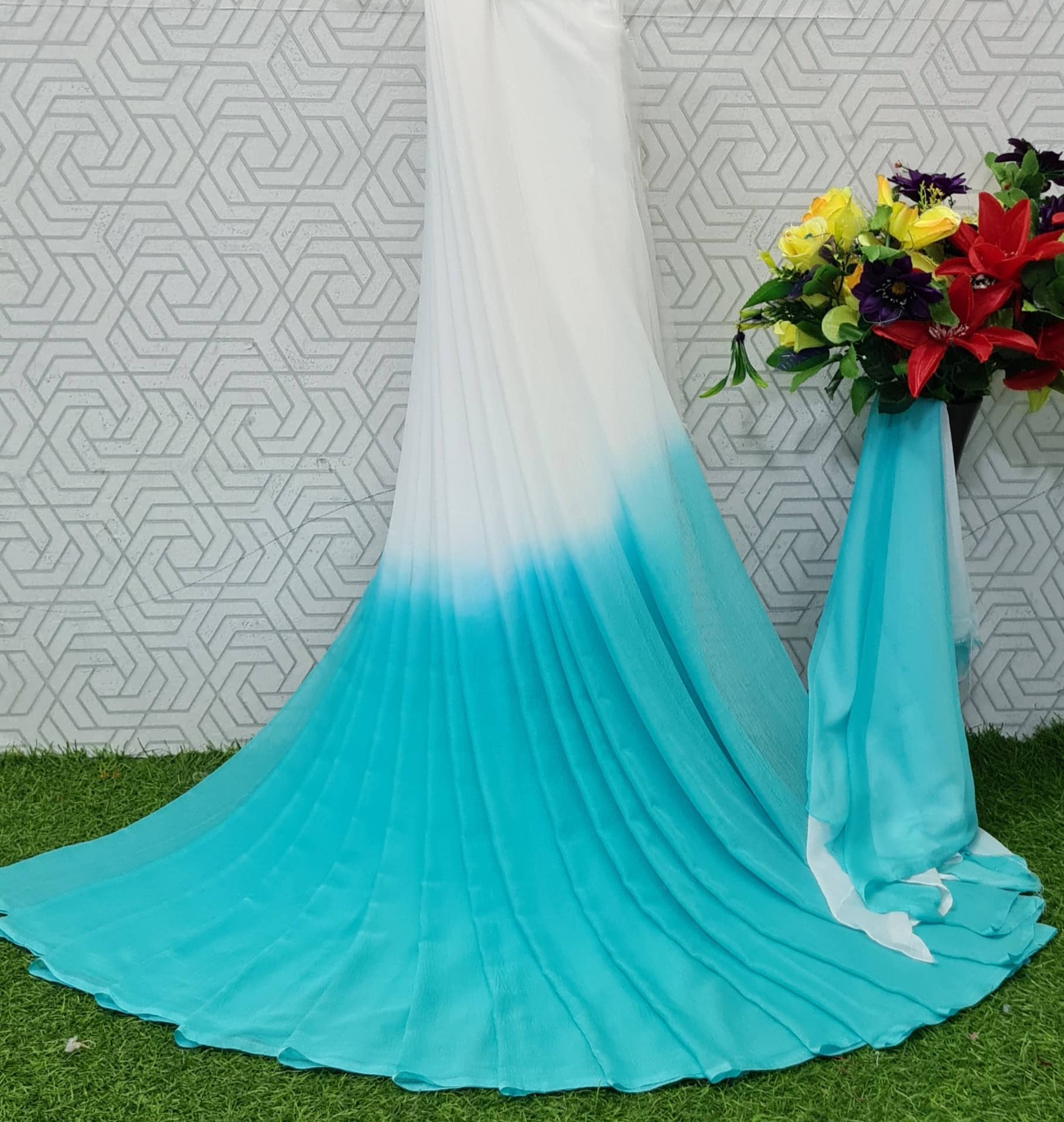 Apnisha Banarasi Silk Embellished Saree With Unstitched Blouse Piece ( Turquoise ) - Sarees | Buy online on ZillyBuy