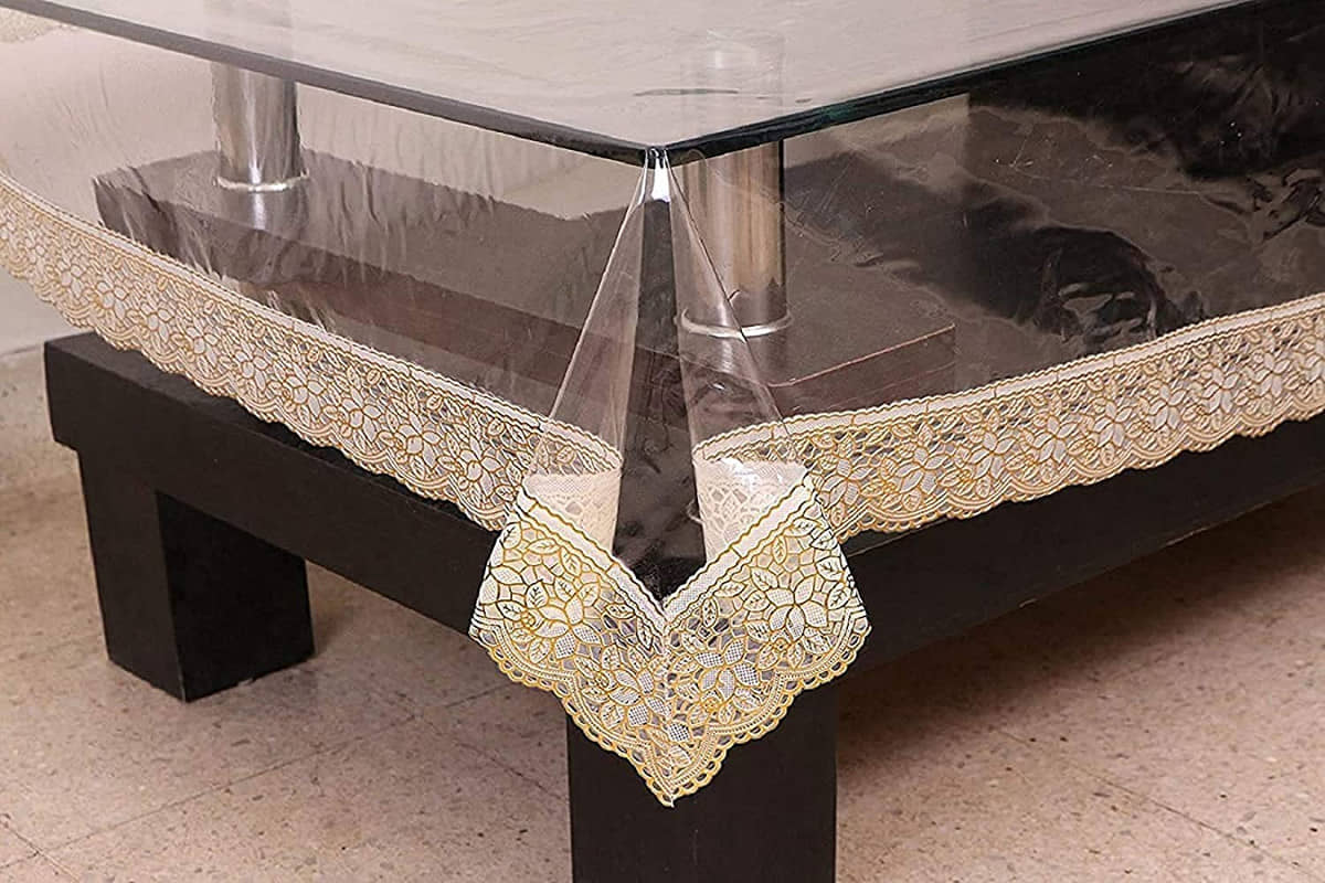 CASA FURNISHING Solid PVC 2 Seater Rectangle Table Cover ( 152 x 101 ) cm Pack of 1 Gold