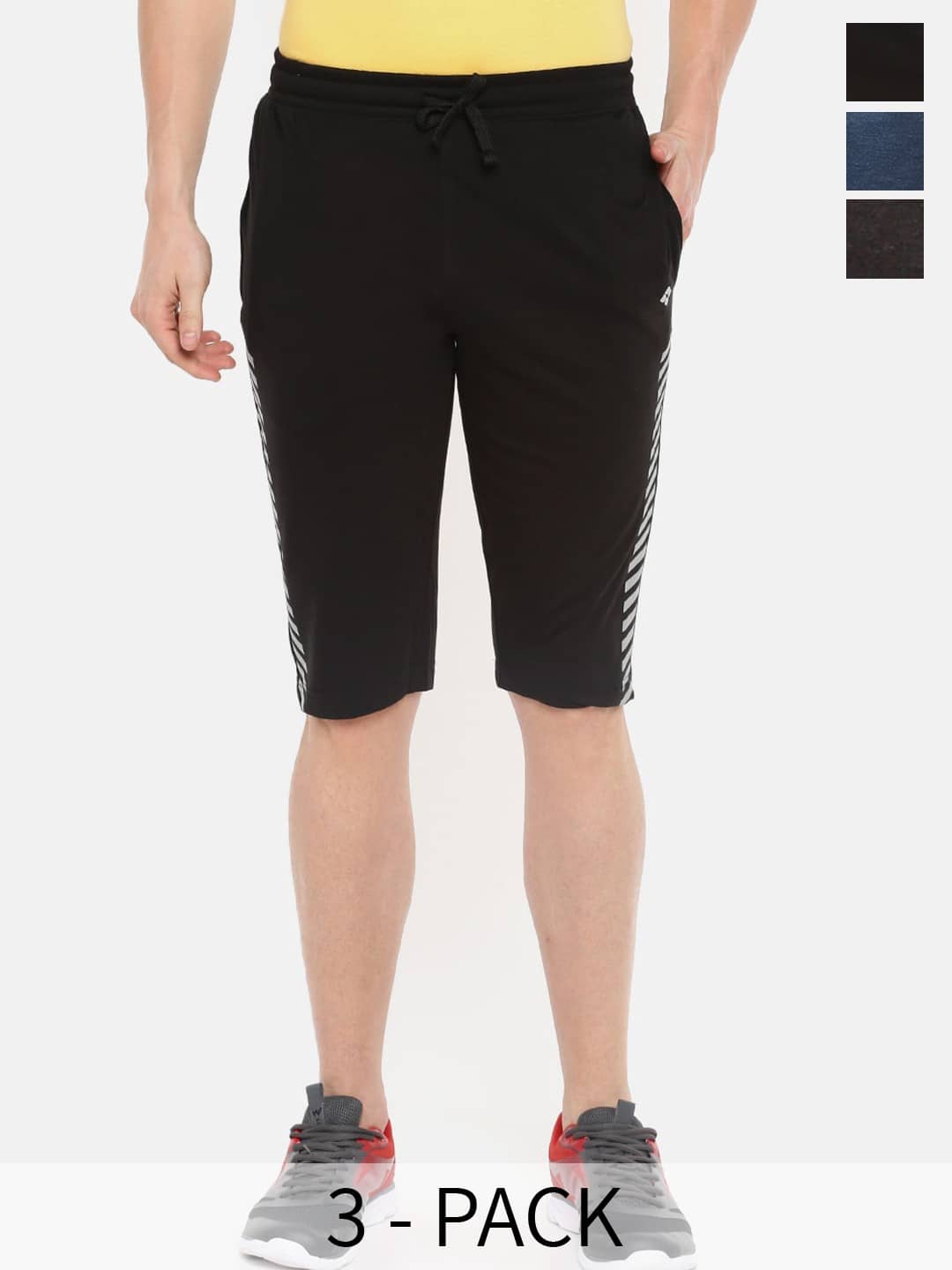 Dollar Multicolor Cotton Blend Men's Three-Fourths ( Pack of 3 ) - Shorts | Buy online on ZillyBuy