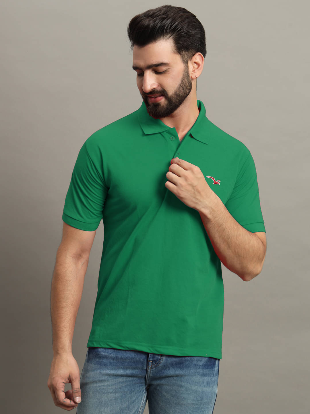GET GOLF Pack of 1 Cotton Blend Regular Fit Solid Half Sleeves Men's Polo T Shirt ( Green )     			GET GOLF Pack of 1 Cotton Blend Regular Fit Solid Half Sleeves Men's Polo T Shirt ( Green )