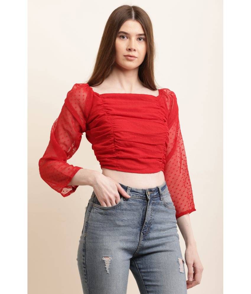 JC4U Women's Crepe Crop Top ( Red ) JC4U Women's Crepe Crop Top ( Red )
