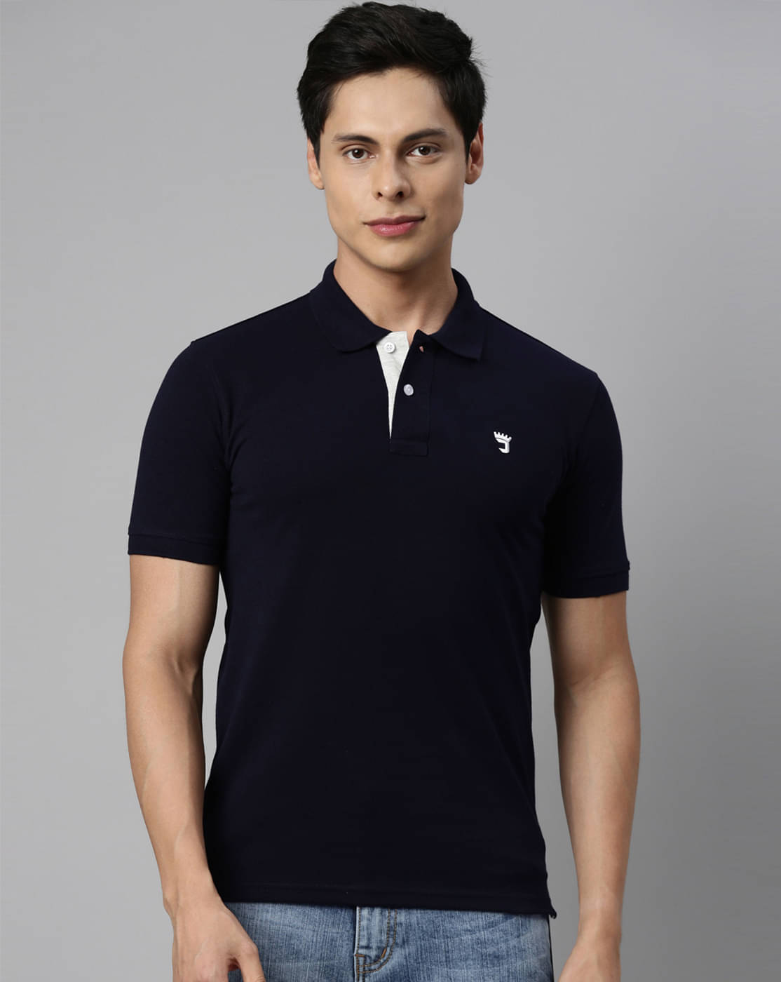 Joven Pack of 1 Cotton Blend Regular Fit Solid Half Sleeves Men's Polo T Shirt ( Navy Blue ) Joven Pack of 1 Cotton Blend Regular Fit Solid Half Sleeves Men's Polo T Shirt ( Navy Blue )